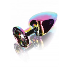 Анальная пробка металлическая Toy Joy Twilight Booty Jewel с кристаллом, радужный, Large