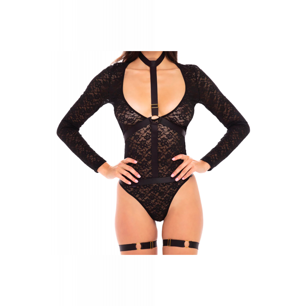 Эротическое белье - Боди с портупеей и чокером UP TO MY NECK 4PC CHOKER SET BLACK, S/M 2