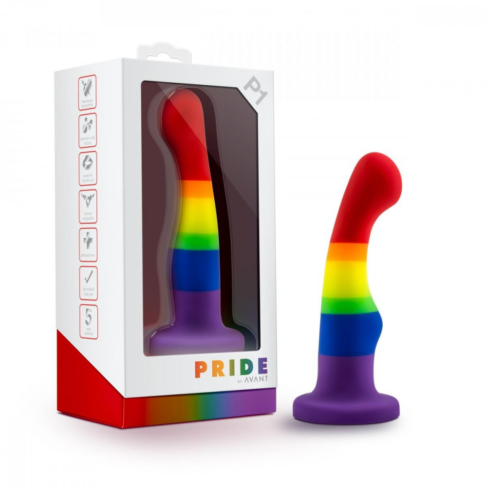 Секс игрушки - Фаллоимитатор Pride, на присоске, радужный, 13 х 2.9 см 1