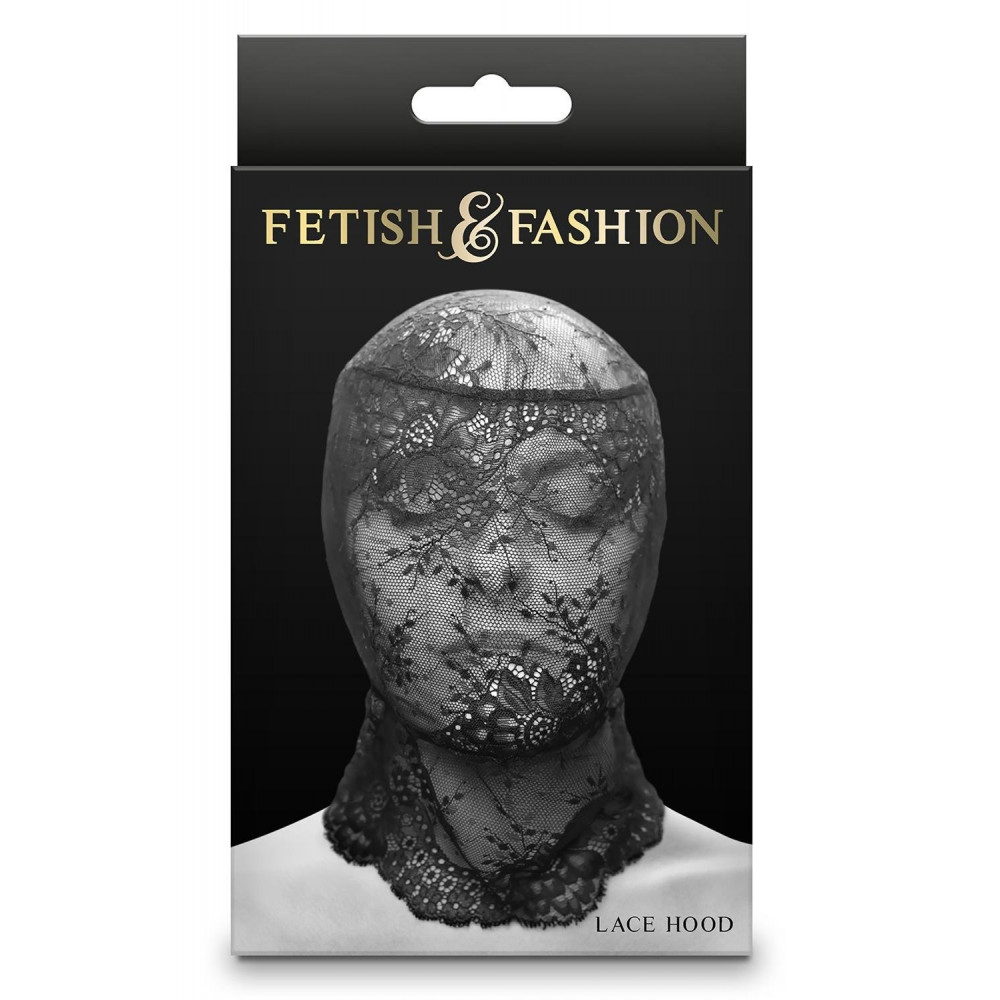 БДСМ игрушки - Капюшон-маска на все лицо кружевной NS Novelties Fetish & Fashion Lace Hood чёрный 1
