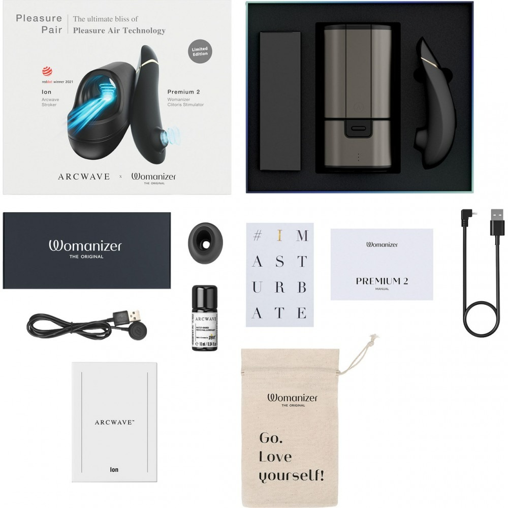 Секс игрушки - Набор для пар мастурбатор Arcwave Ion + Womanizer Premium 2 Black, Pleasure Pair, черный 1