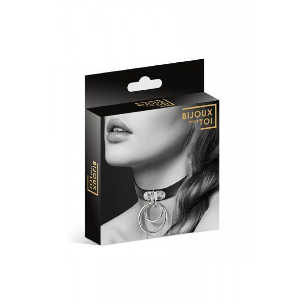 Чокеры, портупеи - Чокер с двумя кольцами Bijoux Pour Toi - TWO RINGS, экокожа 1