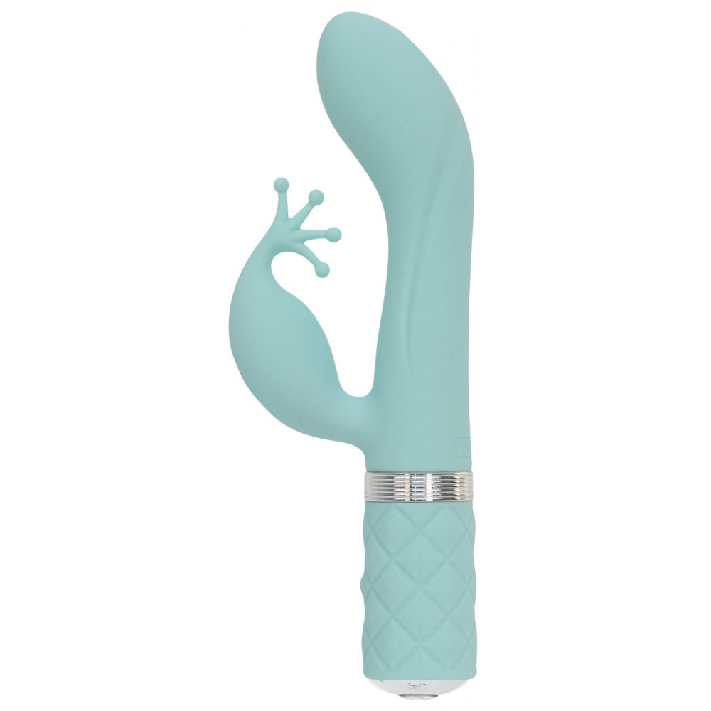 Вибратор-кролик - Роскошный вибратор-кролик Pillow Talk - Kinky Teal с кристаллом Сваровски, мощный