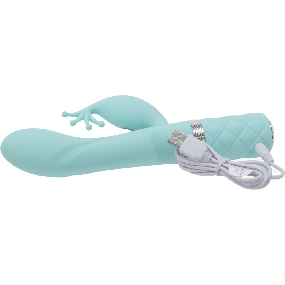 Вибратор-кролик - Роскошный вибратор-кролик Pillow Talk - Kinky Teal с кристаллом Сваровски, мощный 6