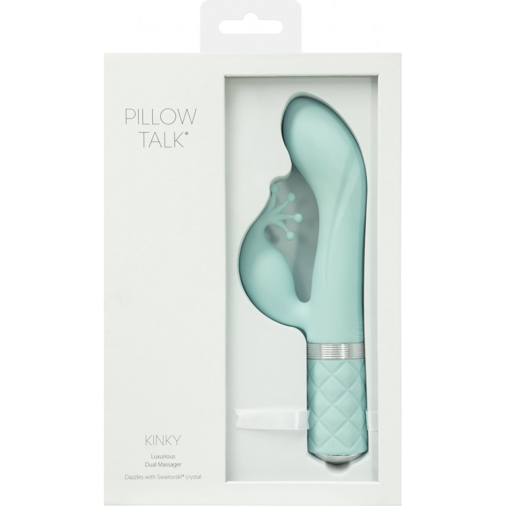 Вибратор-кролик - Роскошный вибратор-кролик Pillow Talk - Kinky Teal с кристаллом Сваровски, мощный 5