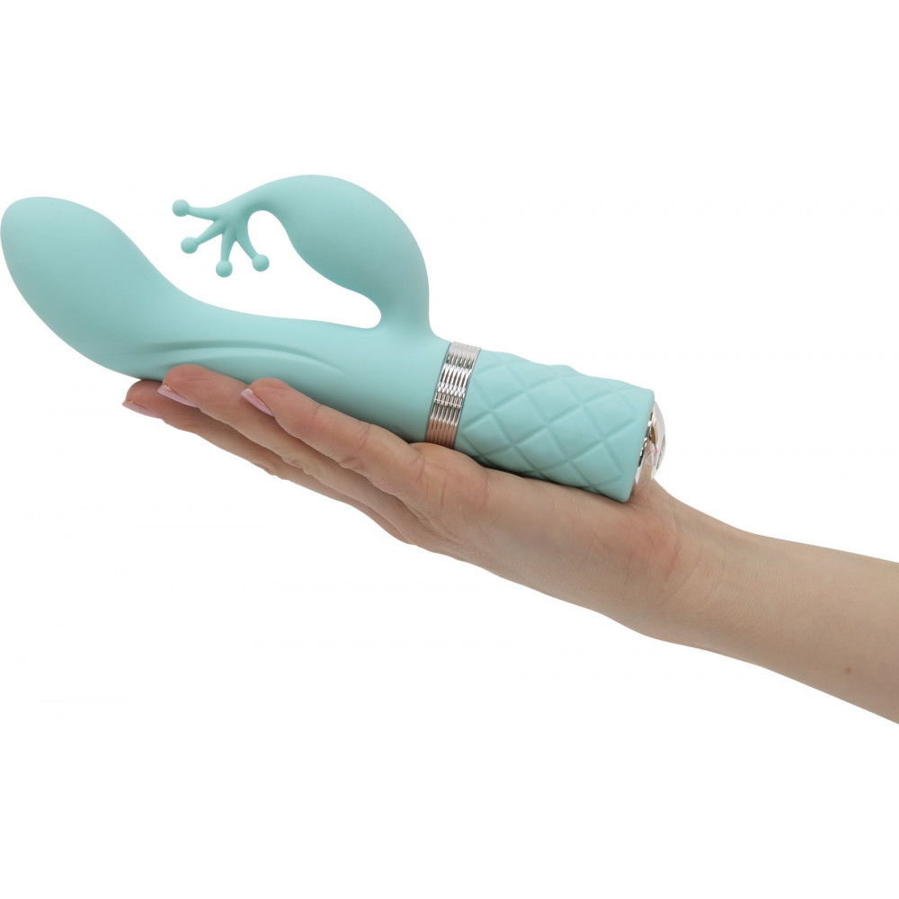 Вибратор-кролик - Роскошный вибратор-кролик Pillow Talk - Kinky Teal с кристаллом Сваровски, мощный 8