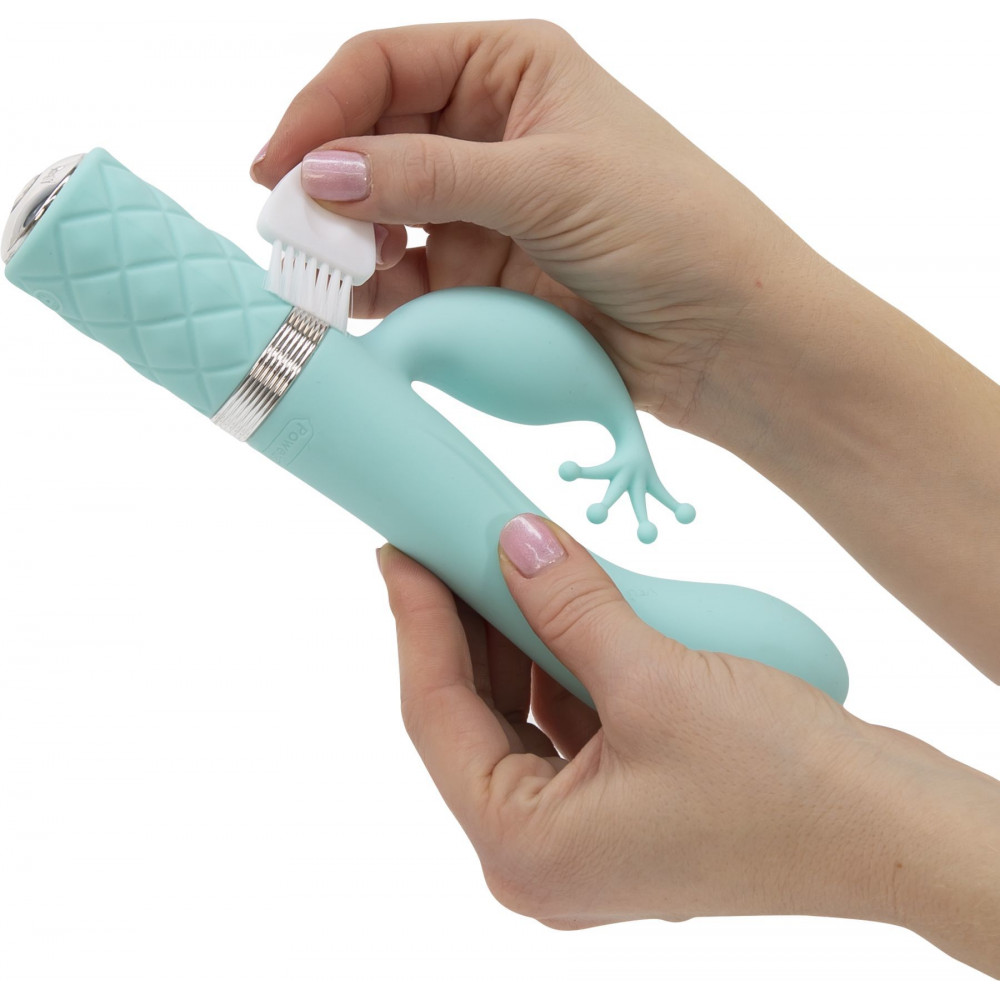 Вибратор-кролик - Роскошный вибратор-кролик Pillow Talk - Kinky Teal с кристаллом Сваровски, мощный 7