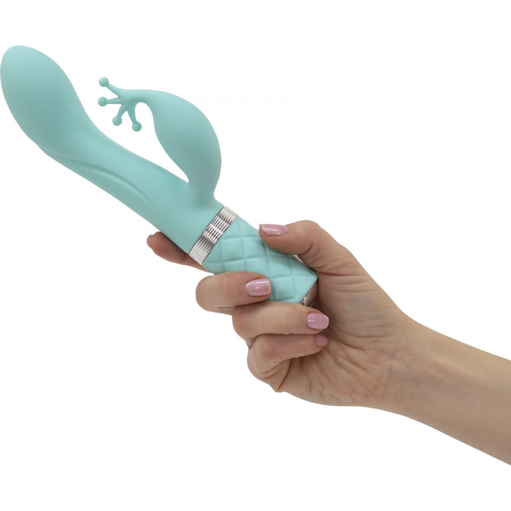 Вибратор-кролик - Роскошный вибратор-кролик Pillow Talk - Kinky Teal с кристаллом Сваровски, мощный 2