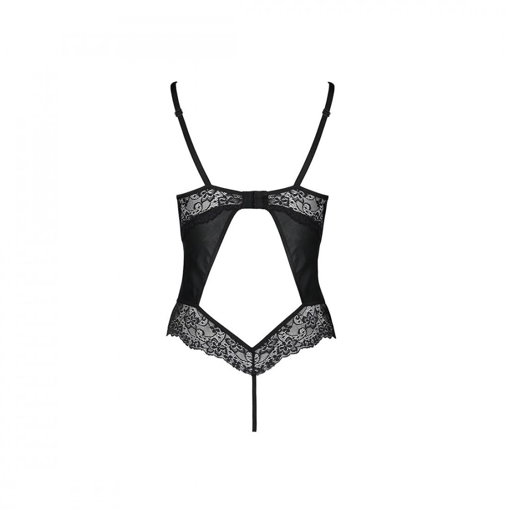 Эротическое боди - Боди из эко-кожи и кружева Loona Body black L/XL - Passion 2