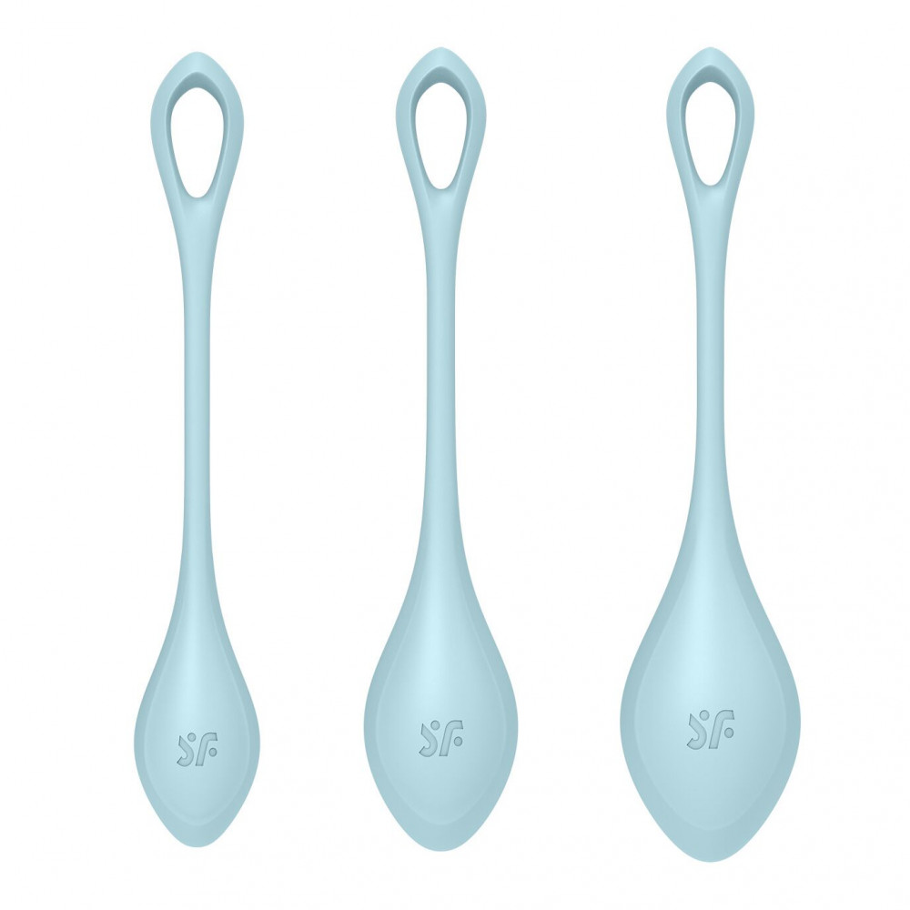 Вагинальные шарики - Набор йони бусин Satisfyer Yoni Power 2 Light Blue, диаметр 2-2,5-3см, вес 22-44-73гр 2