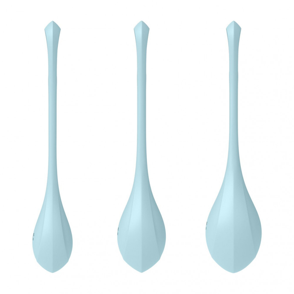 Вагинальные шарики - Набор йони бусин Satisfyer Yoni Power 2 Light Blue, диаметр 2-2,5-3см, вес 22-44-73гр 4