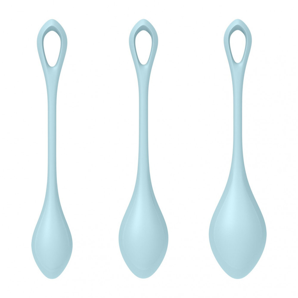 Вагинальные шарики - Набор йони бусин Satisfyer Yoni Power 2 Light Blue, диаметр 2-2,5-3см, вес 22-44-73гр 3