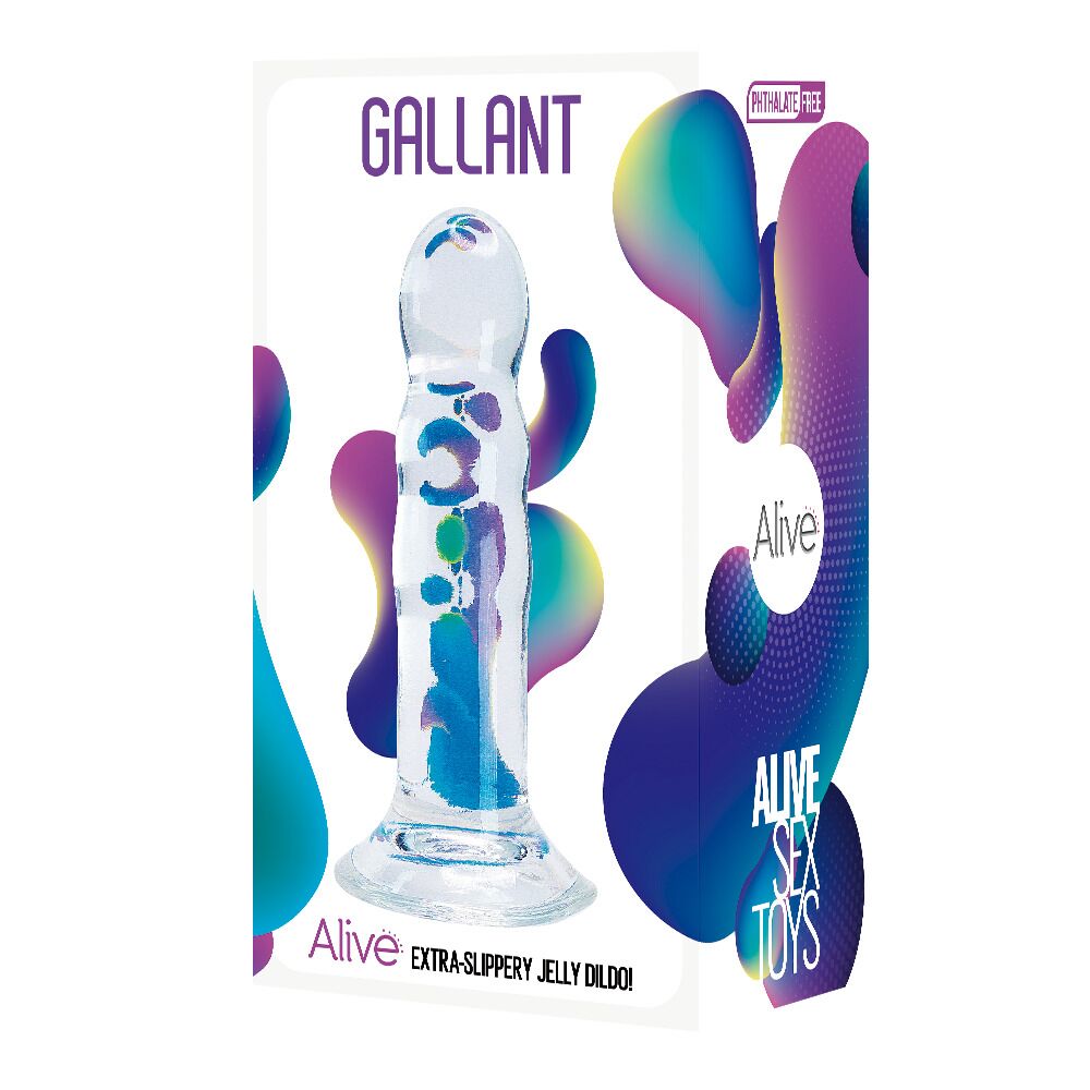 Фаллоимитаторы на присоске, двойные - Прозрачный фаллоимитатор Alive Gallant Jelly Dildo 1