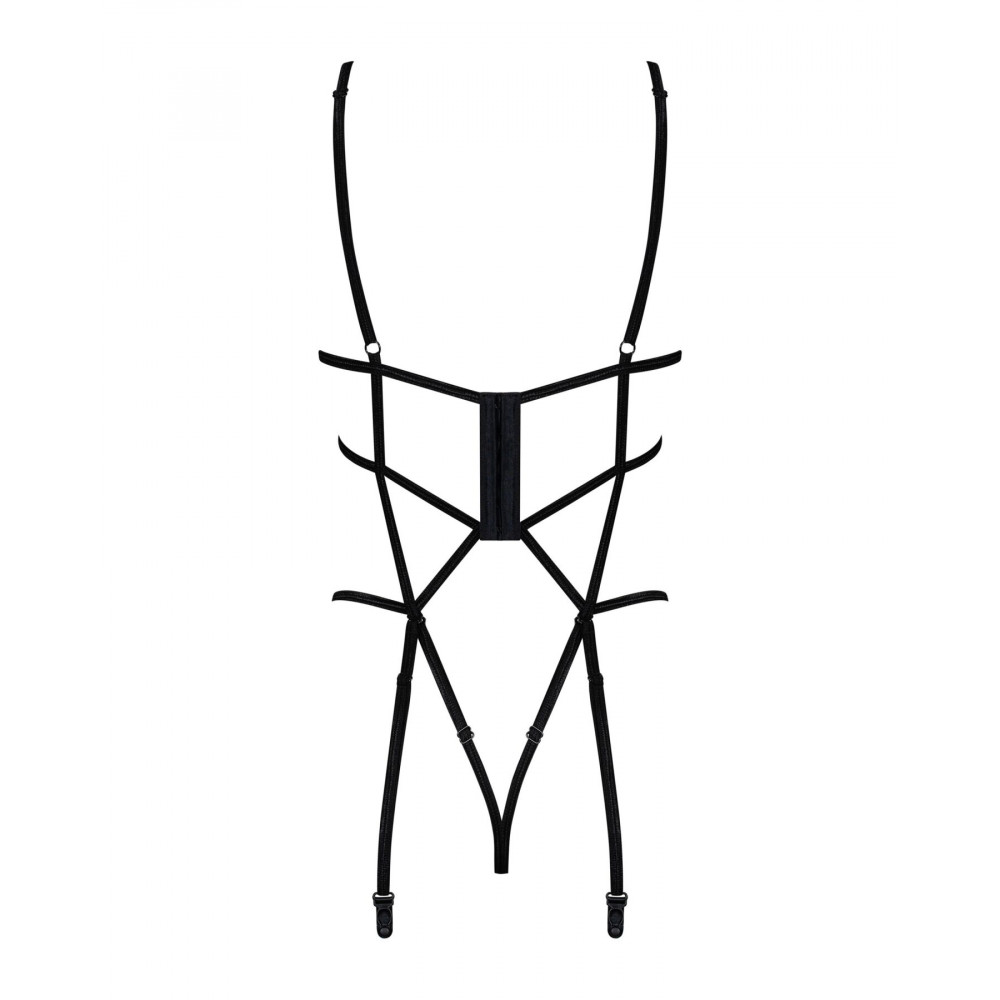 Эротическое боди - Боди из стреп с доступом Obsessive Badossa crotchless teddy L/XL, черный 2