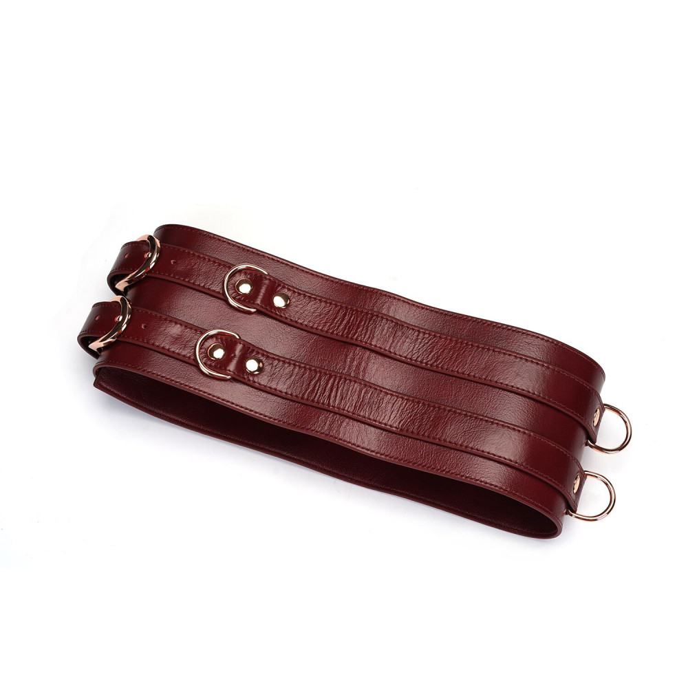 Наручники, веревки, бондажы, поножи - Кожаный пояс для бондажа Liebe Seele Wine Red Waist Cuff L Size 7