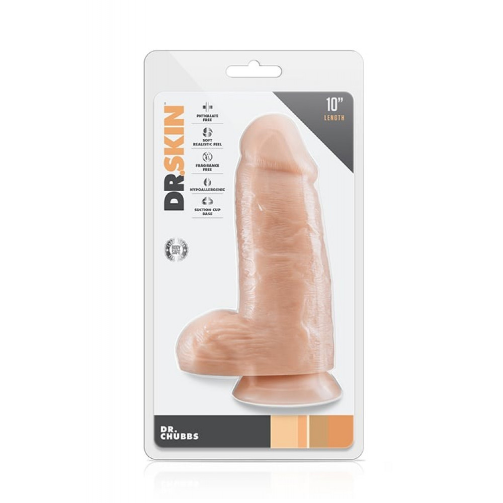 Секс игрушки - Толстый реалистичный фаллоимитатор Blush Dr. Skin с присоской, телесный 7
