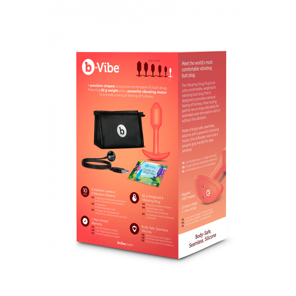 Секс игрушки - Анальна пробка с вибрацией размер S B-Vibe Vibrating Snug Plug 1, оранжевая 6