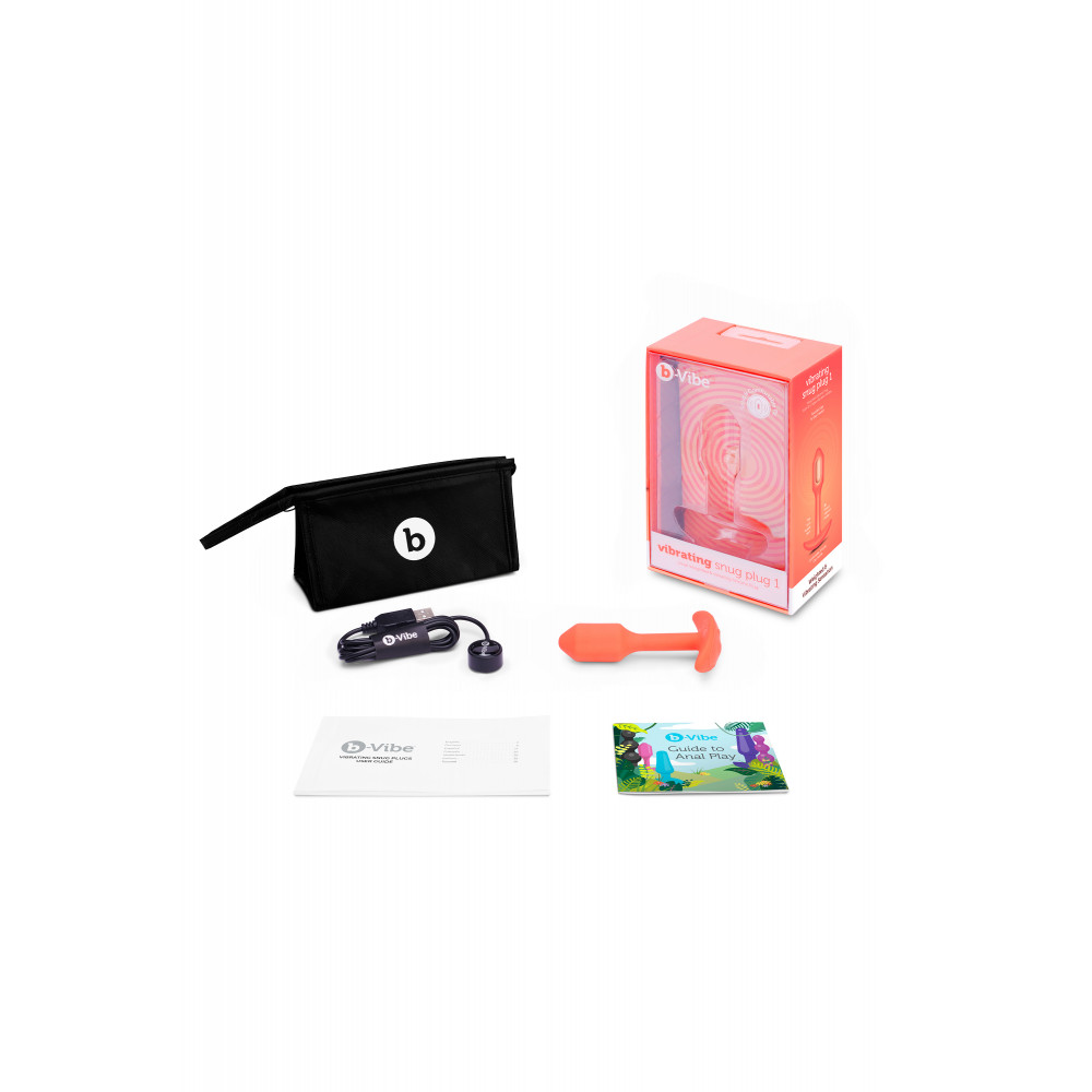 Секс игрушки - Анальна пробка с вибрацией размер S B-Vibe Vibrating Snug Plug 1, оранжевая 1