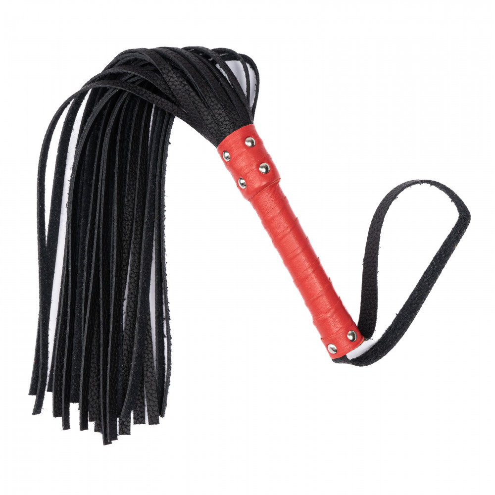 Электростимуляторы - Флоггер из комбинированной кожи Flirty COMBO Leather - Black & Red, BM-00031 2