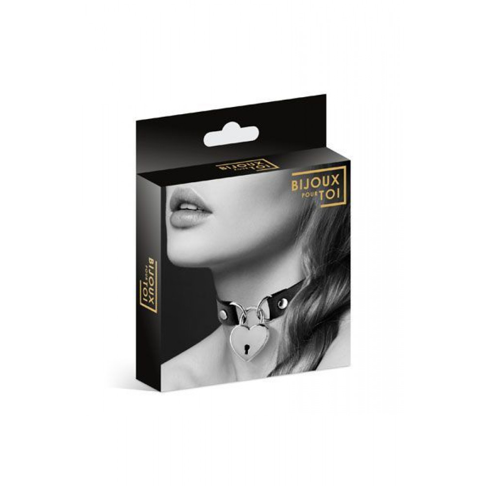 Чокеры, портупеи - Чокер с замочком-сердечком Bijoux Pour Toi - HEART LOCK Black, экокожа 1