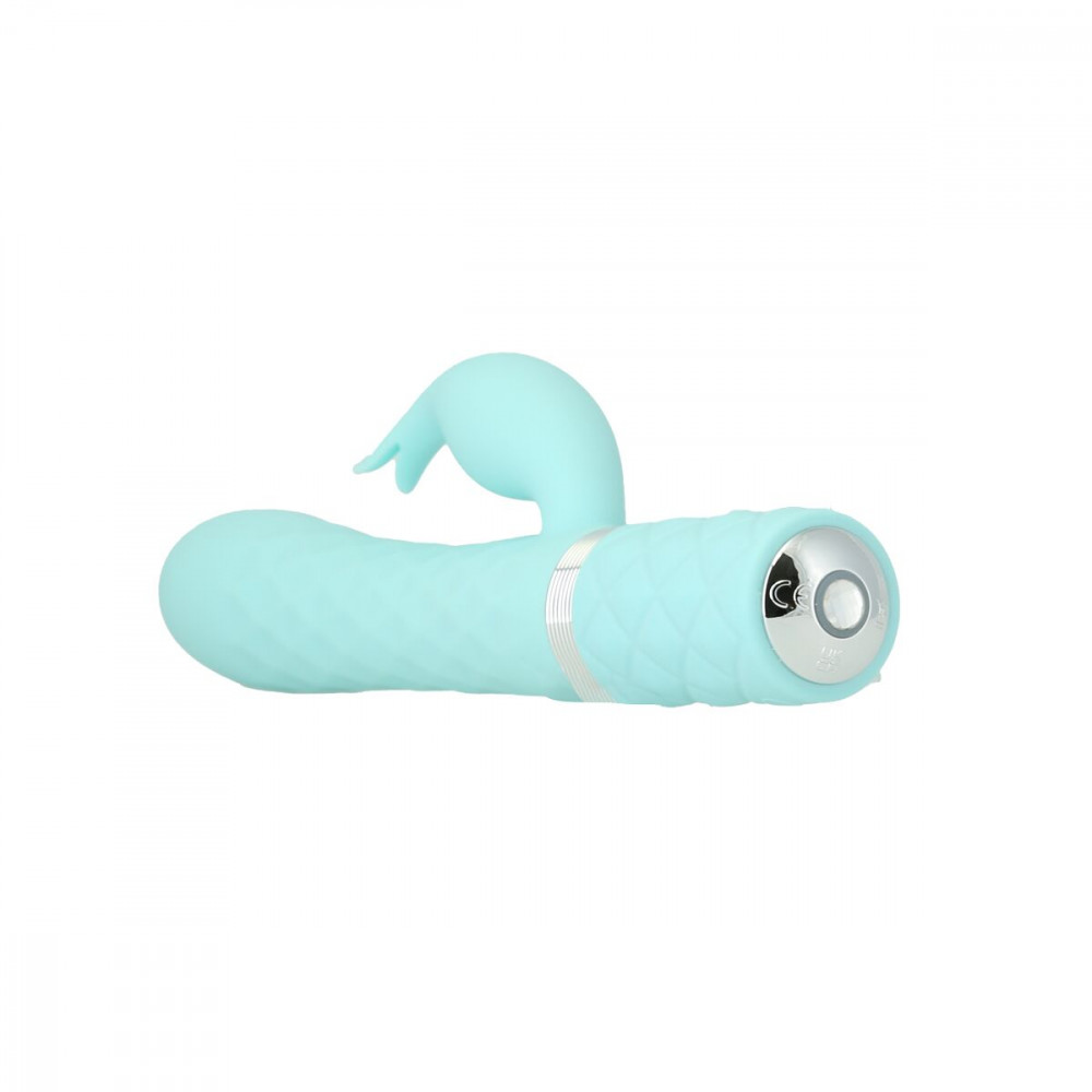 Вибратор-кролик - Роскошный кролик с ротацией и вибрацией Pillow Talk Lively, Teal, кристалл Сваровски, тройной отрост 9