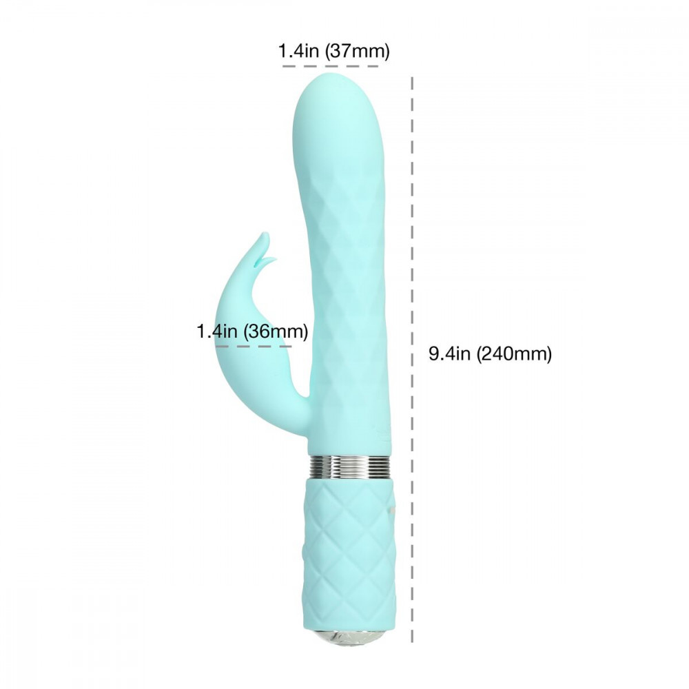 Вибратор-кролик - Роскошный кролик с ротацией и вибрацией Pillow Talk Lively, Teal, кристалл Сваровски, тройной отрост 8