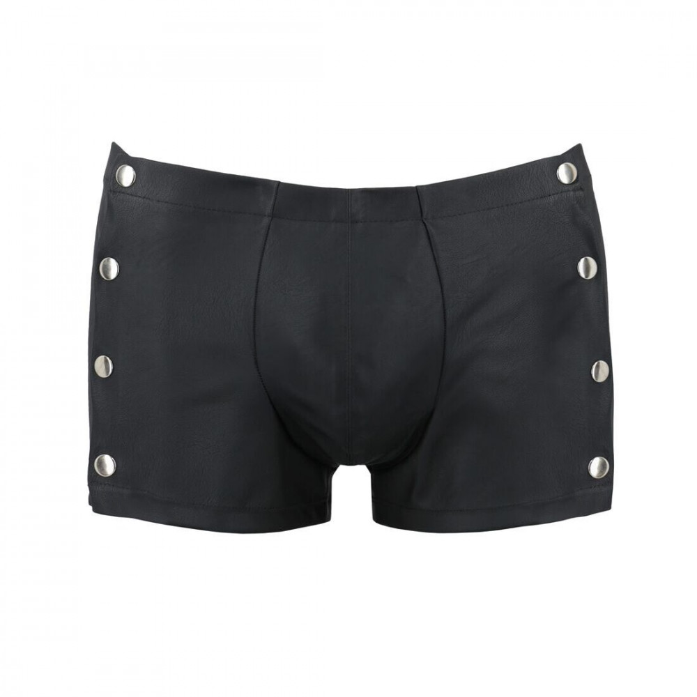 Стринги, трусы и шорты - Мужские кожаные боксеры с заклепками Passion 048 Short David XXL/XXXL Black 2