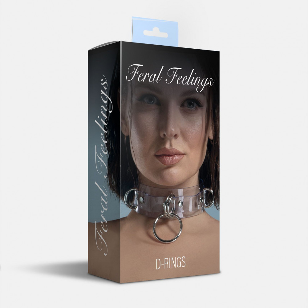 Ошейники, поводки - Ошейник для фиксации Feral Feelings - D-Rings Trasparent 1
