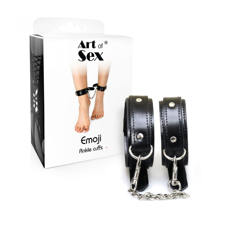 Наручники, веревки, бондажы, поножи - Поножи из экокожи Art of Sex -  Emoji Ankle cuffs 2
