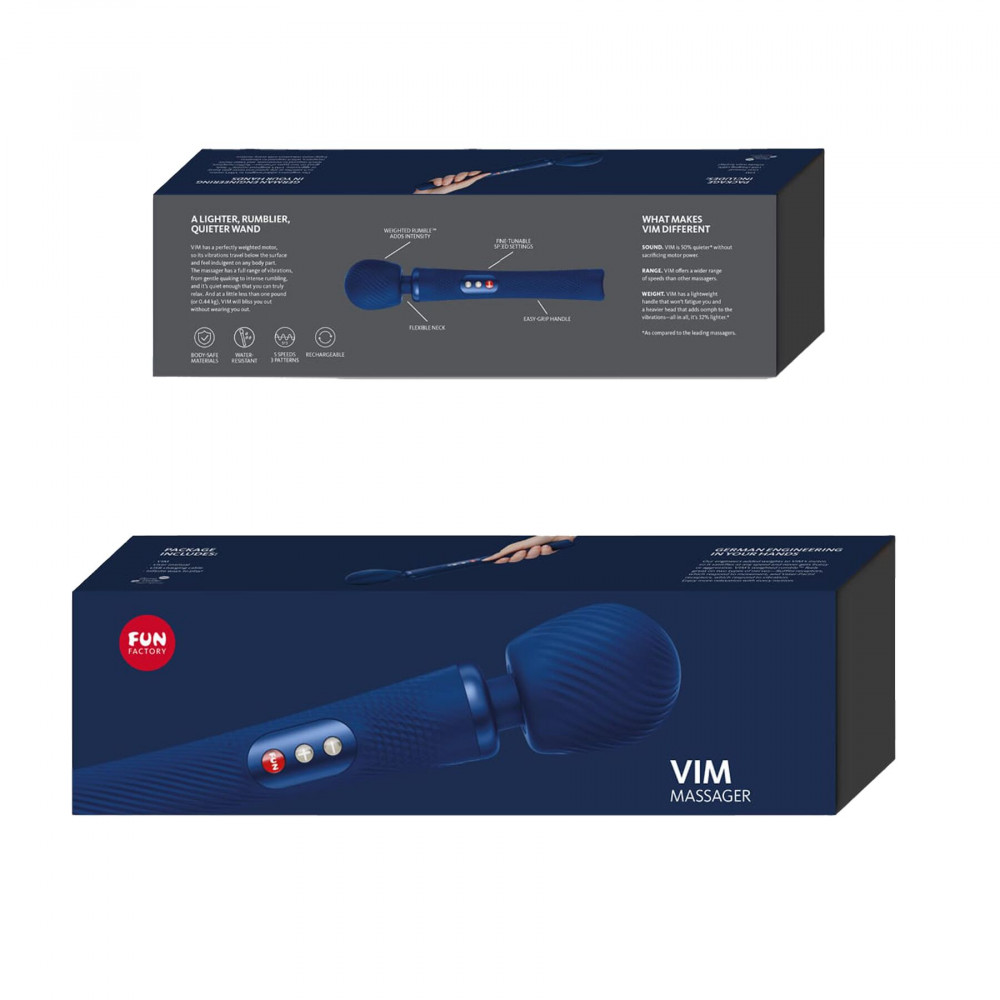 Вибромассажеры - Вибромассажер Fun Factory VIM Vibrating Wand midnight blue, супермощный и легкий, до 6 часов работы 8