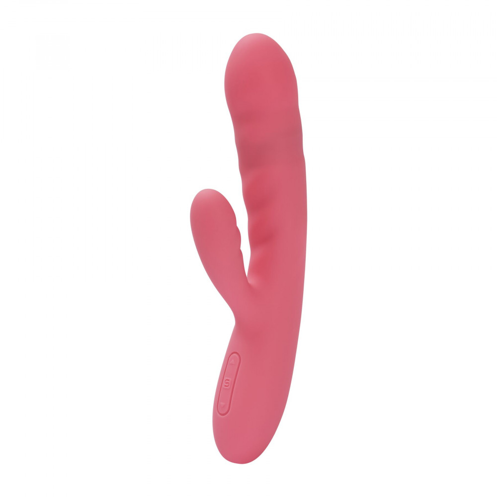 Вибратор-кролик - Вибратор-кролик Svakom Avery Strawberry Pink с двигающимся стволом, движение вперед-назад 4