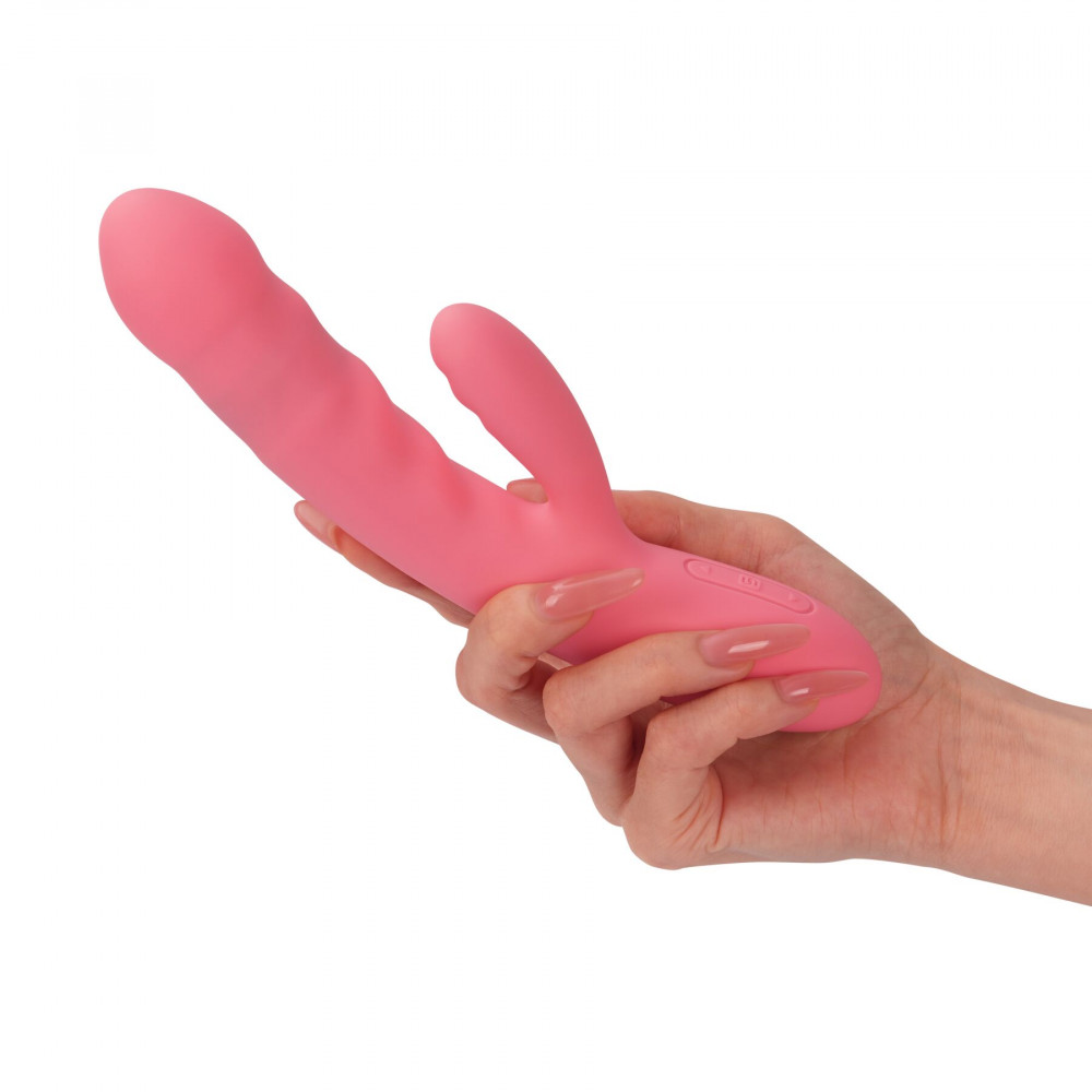 Вибратор-кролик - Вибратор-кролик Svakom Avery Strawberry Pink с двигающимся стволом, движение вперед-назад 5