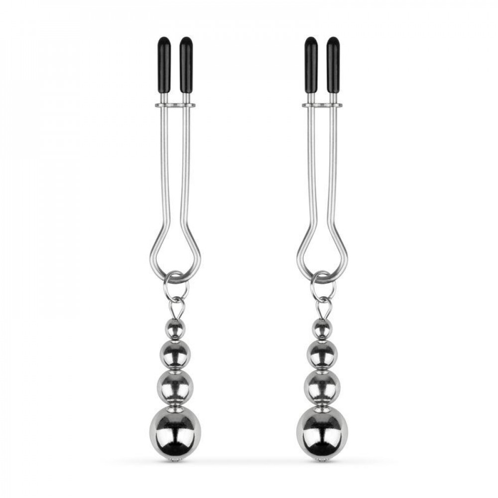 Интимные украшения - Зажимы для сосков Bedroom Fantasies: Nipple Clamps with Beaded Chain - Silver