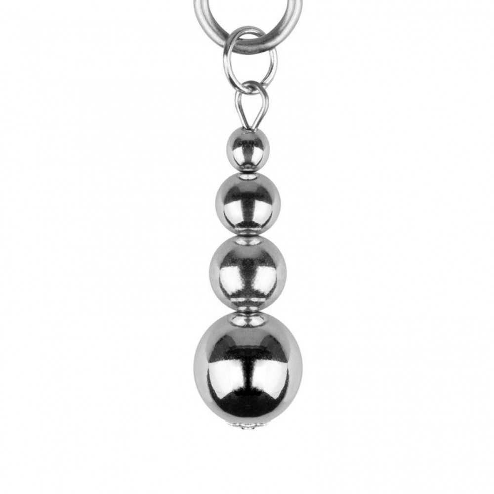 Интимные украшения - Зажимы для сосков Bedroom Fantasies: Nipple Clamps with Beaded Chain - Silver 5