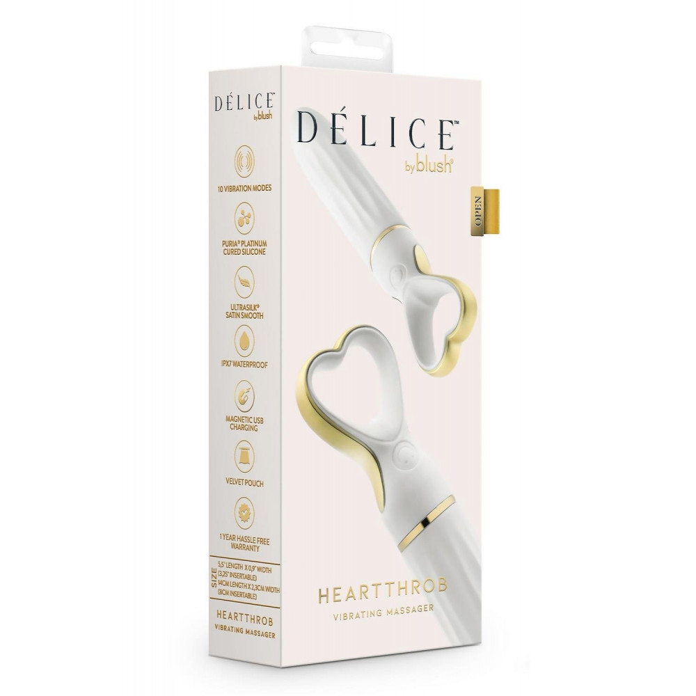Секс игрушки - Вибратор мини классический Blush Delice Heartthrob с рельефом, белый 7