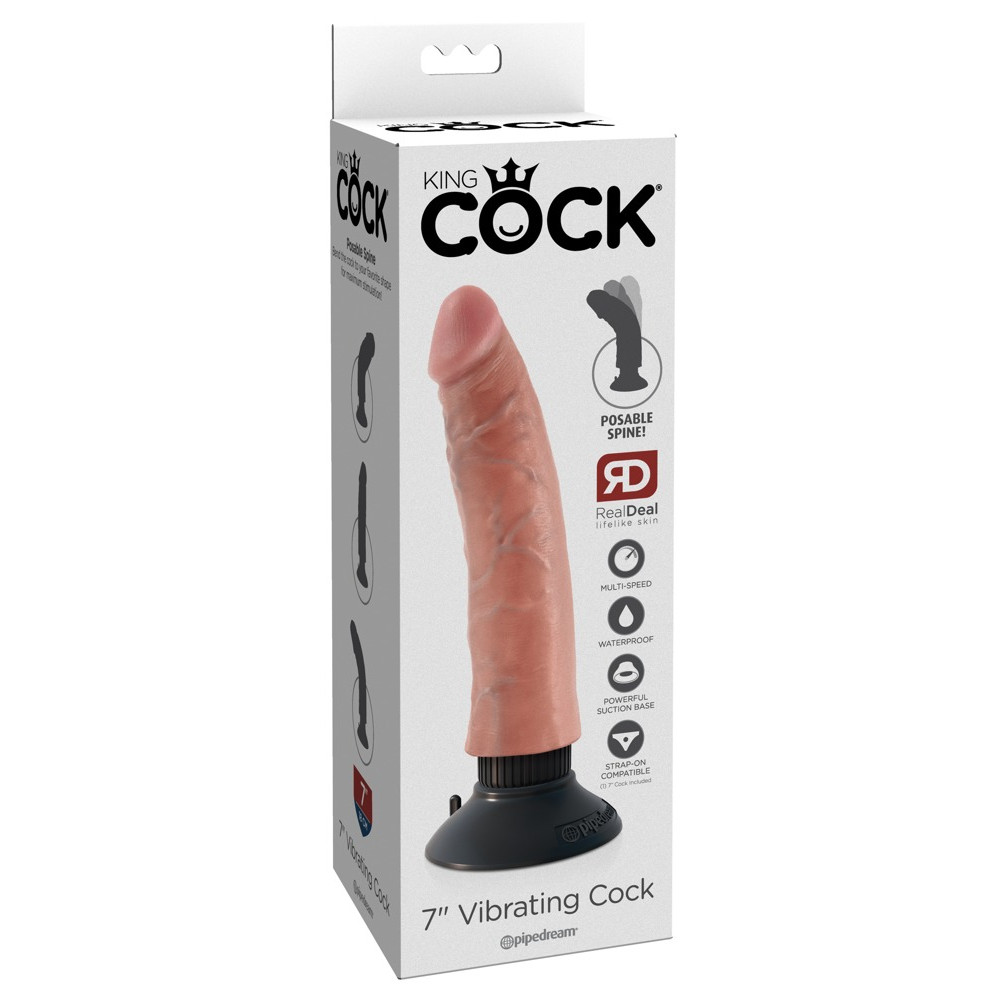 Секс игрушки - Вибратор реалистичный на присоске King Cock бежевый