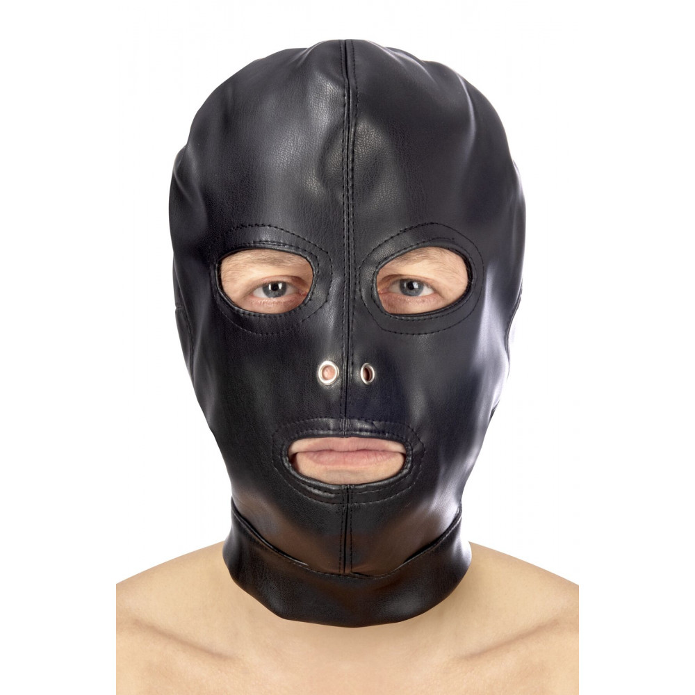 Маски - Капюшон для БДСМ с открытыми глазами и ртом Fetish Tentation Open mouth and eyes BDSM hood