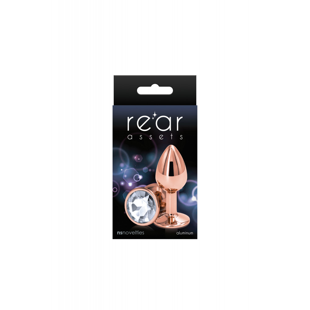 Секс игрушки - Анальная пробка NS Novelties REAR ASSETS ROSE GOLD SMALL CLEAR 1