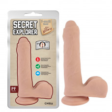 Фалломитатор с закрытой головкой и мошонкой Chisa T-skin ReaL Secret Explorer на присоске, бежевый
