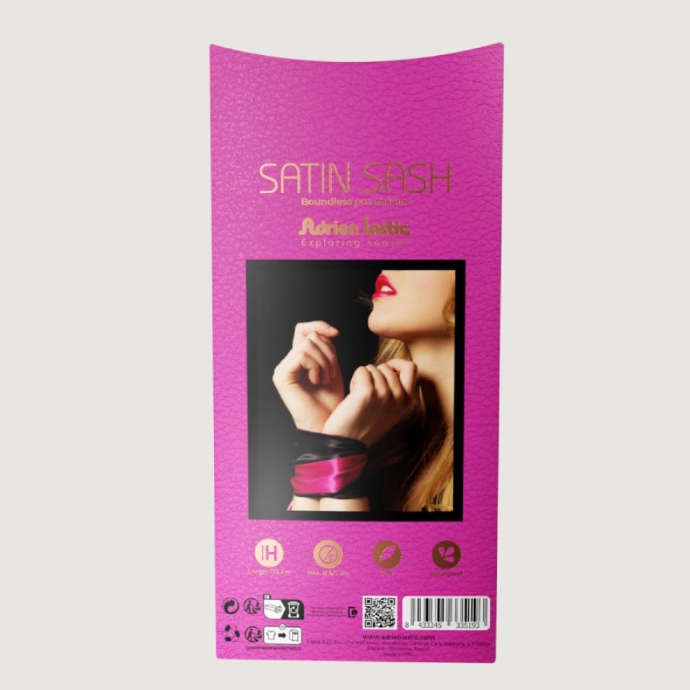 БДСМ игрушки - Повязка из сатина на глазу Adrien Lastic Satin Sash черно-розовая 5