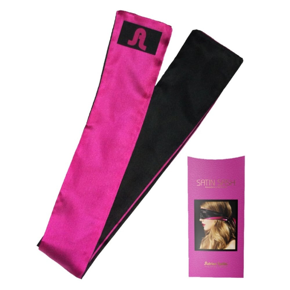 БДСМ игрушки - Повязка из сатина на глазу Adrien Lastic Satin Sash черно-розовая 1