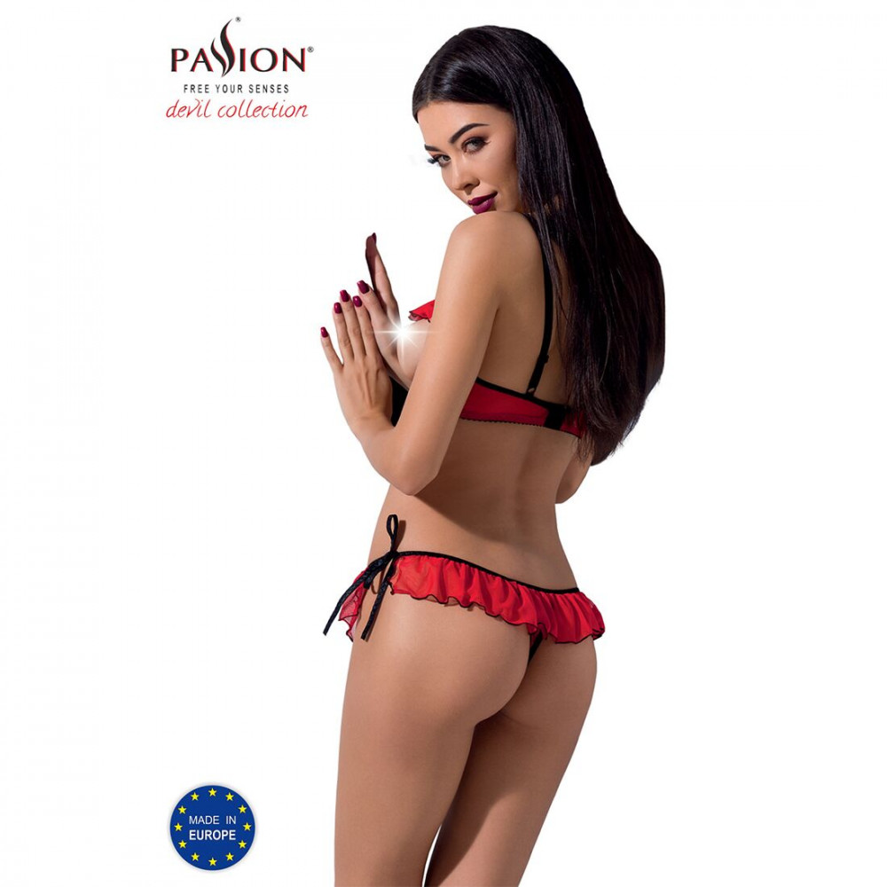 Эротические комплекты - Комплект белья CHERRY SET OpenBra red S/M - Passion Exclusive: открытый лиф, трусики-юбочка 5