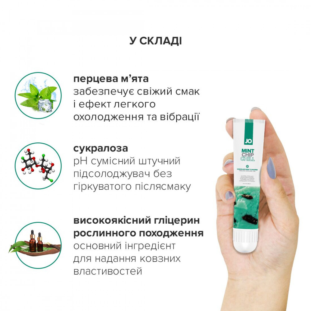 Женские возбудители - Гель для клитора System JO - Mint Chip Chill (10 мл), можно для поцелуев, вибрация с охлаждением 2