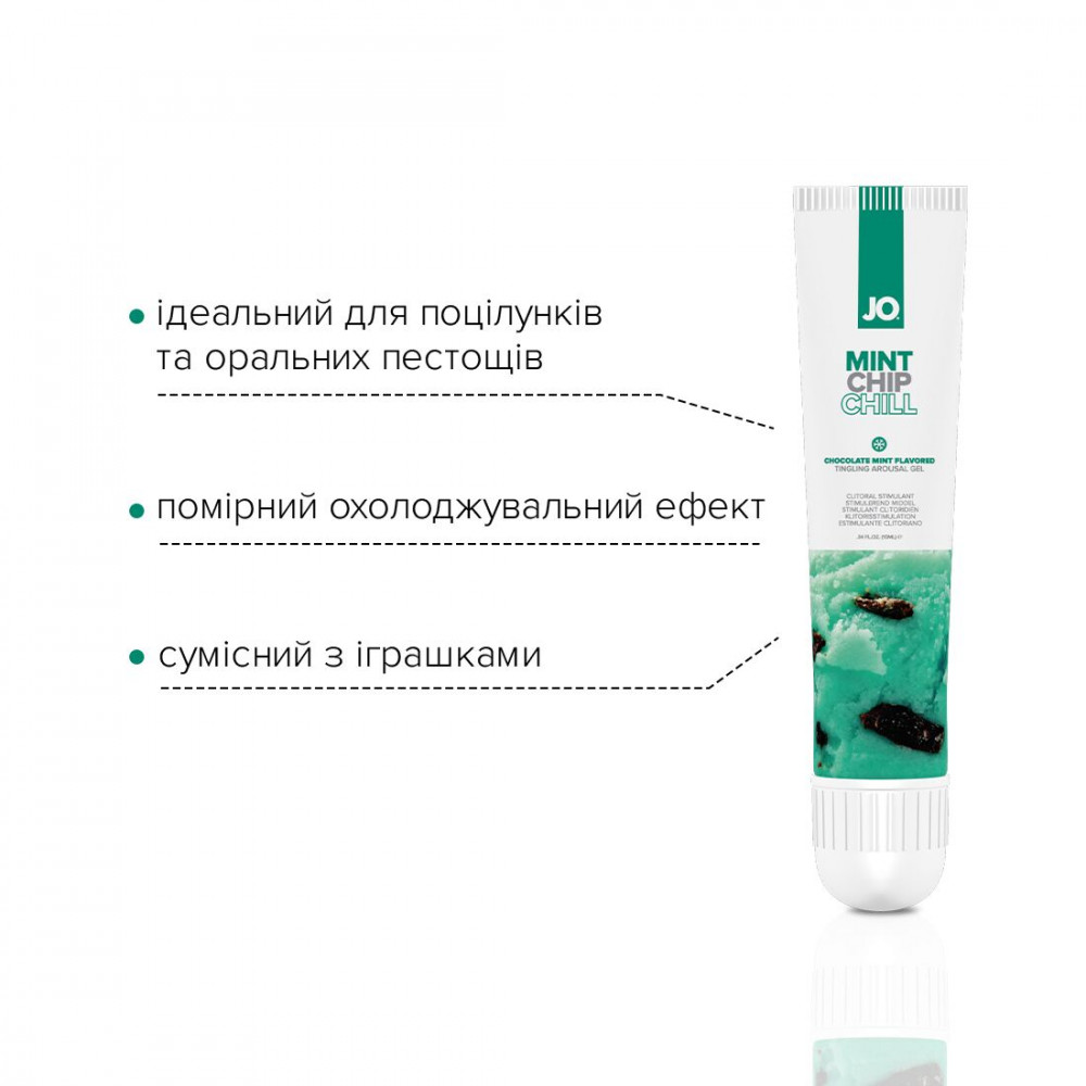Женские возбудители - Гель для клитора System JO - Mint Chip Chill (10 мл), можно для поцелуев, вибрация с охлаждением 3