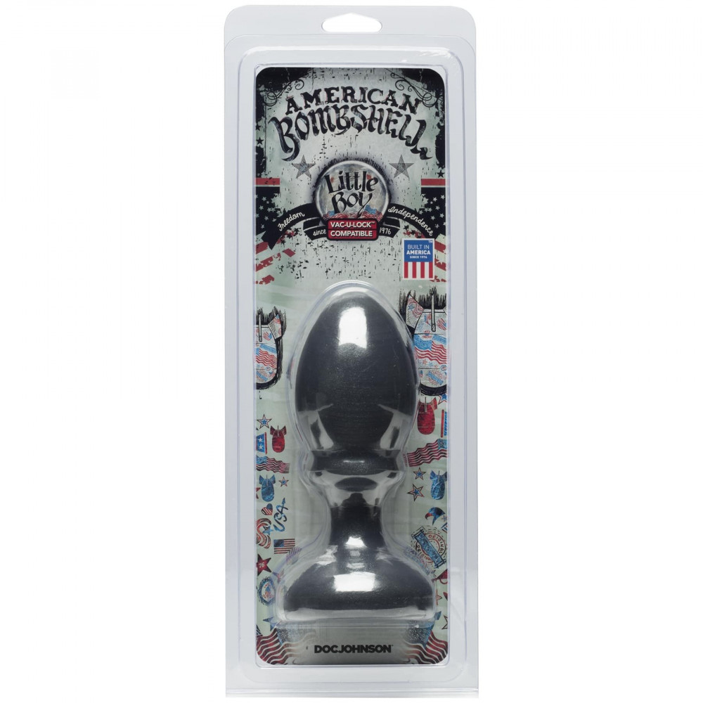 Анальная пробка - Анальная пробка Doc Johnson American Bombshell Little Boy - Gun Metal, диаметр 5,59 см 1