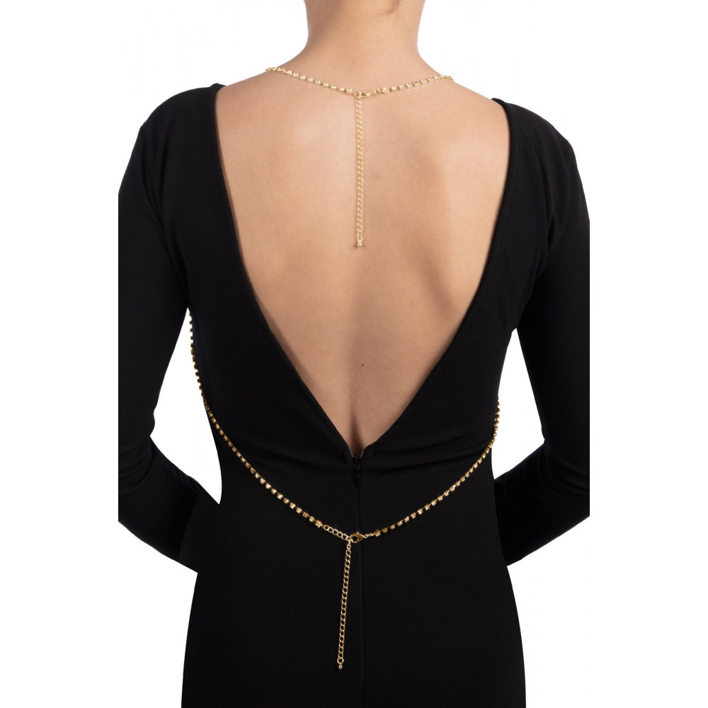 Интимные украшения - Золотистая цепочка для бюста Bijoux Pour Toi – Elena Gold со стразами  2