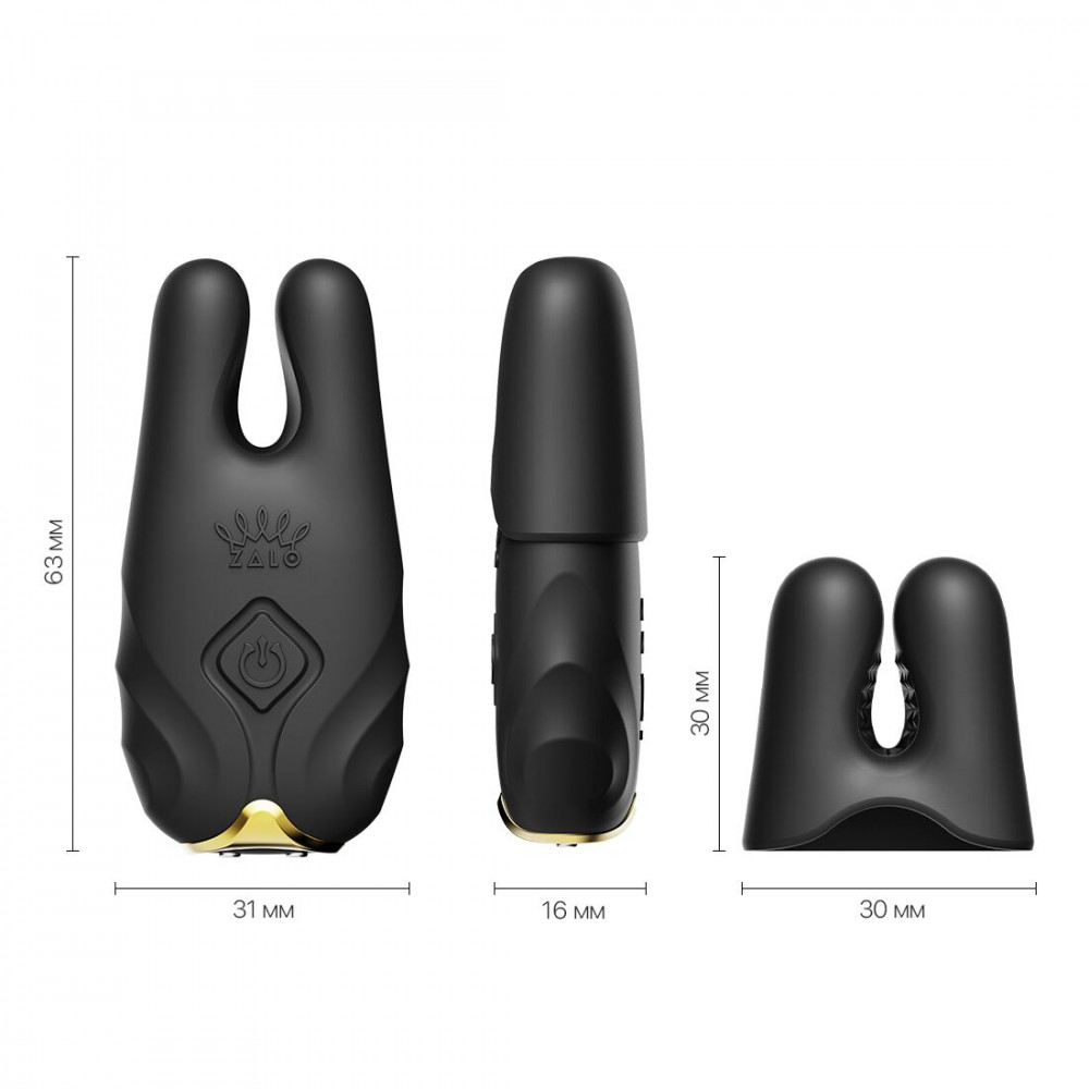 Для груди и сосков - Смарт-вибратор для груди Zalo - Nave Obsidian Black, пульт ДУ, работа через приложение 6