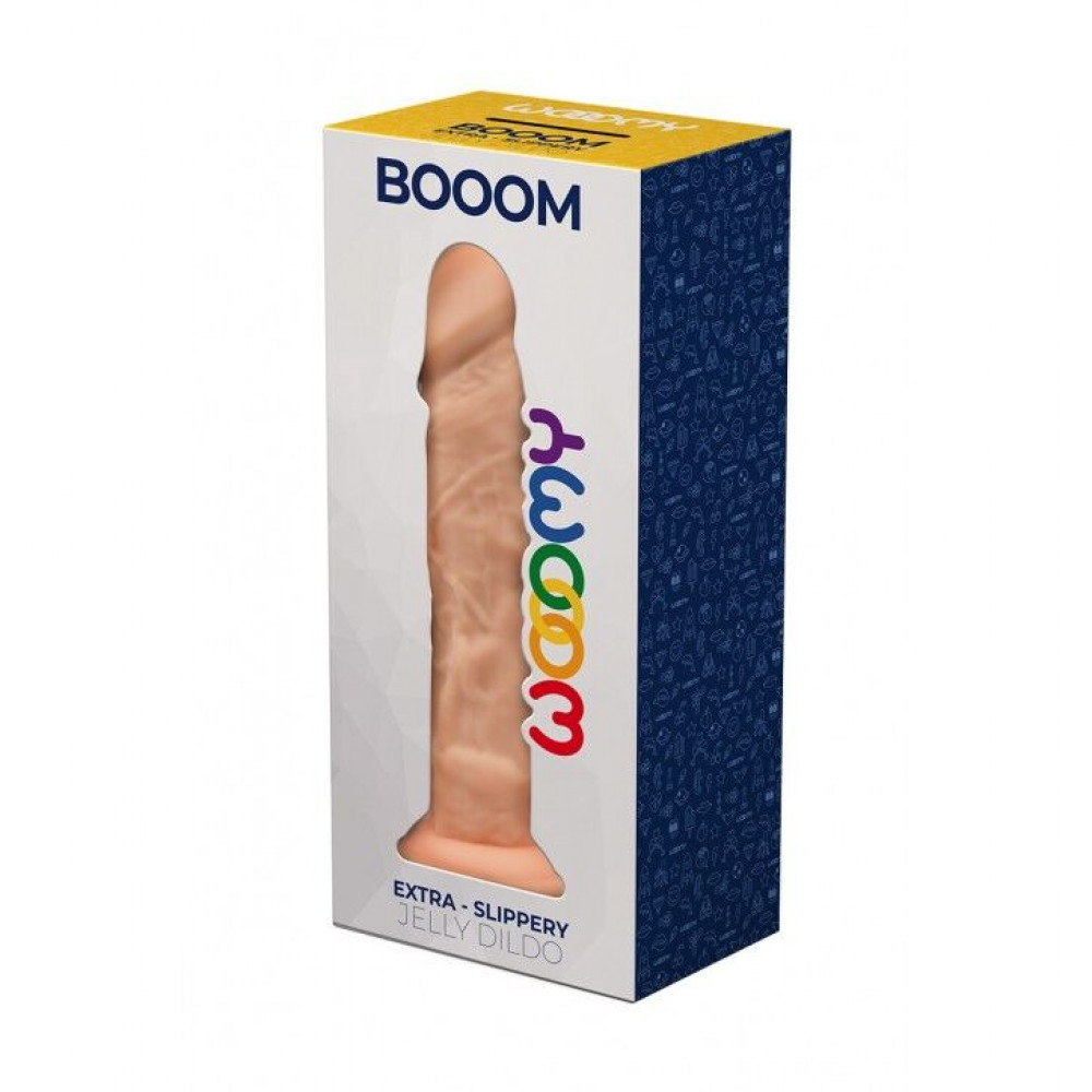 Дилдо - Фалоимитатор Wooomy Booom, с присоской, совместим с трусиками для страпона, 19,3х4,3 см 1