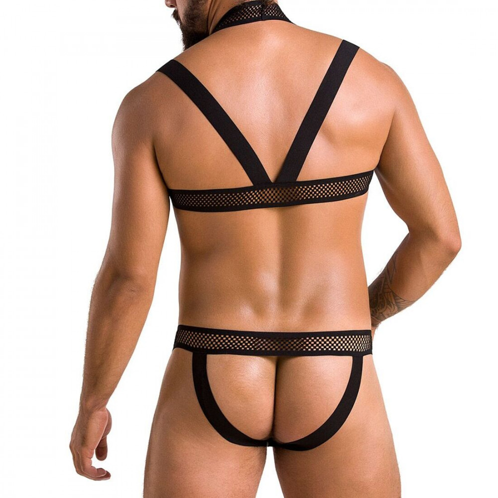 Стринги, трусы и шорты - Комплект мужского белья с креплениями Passion 043 Jacob L/XL Black, трусы, шлейка 5