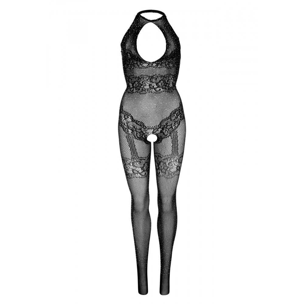 Бодистокинг - Leg Avenue Rhinestone Lace and Net Bodystocking OS Black 2